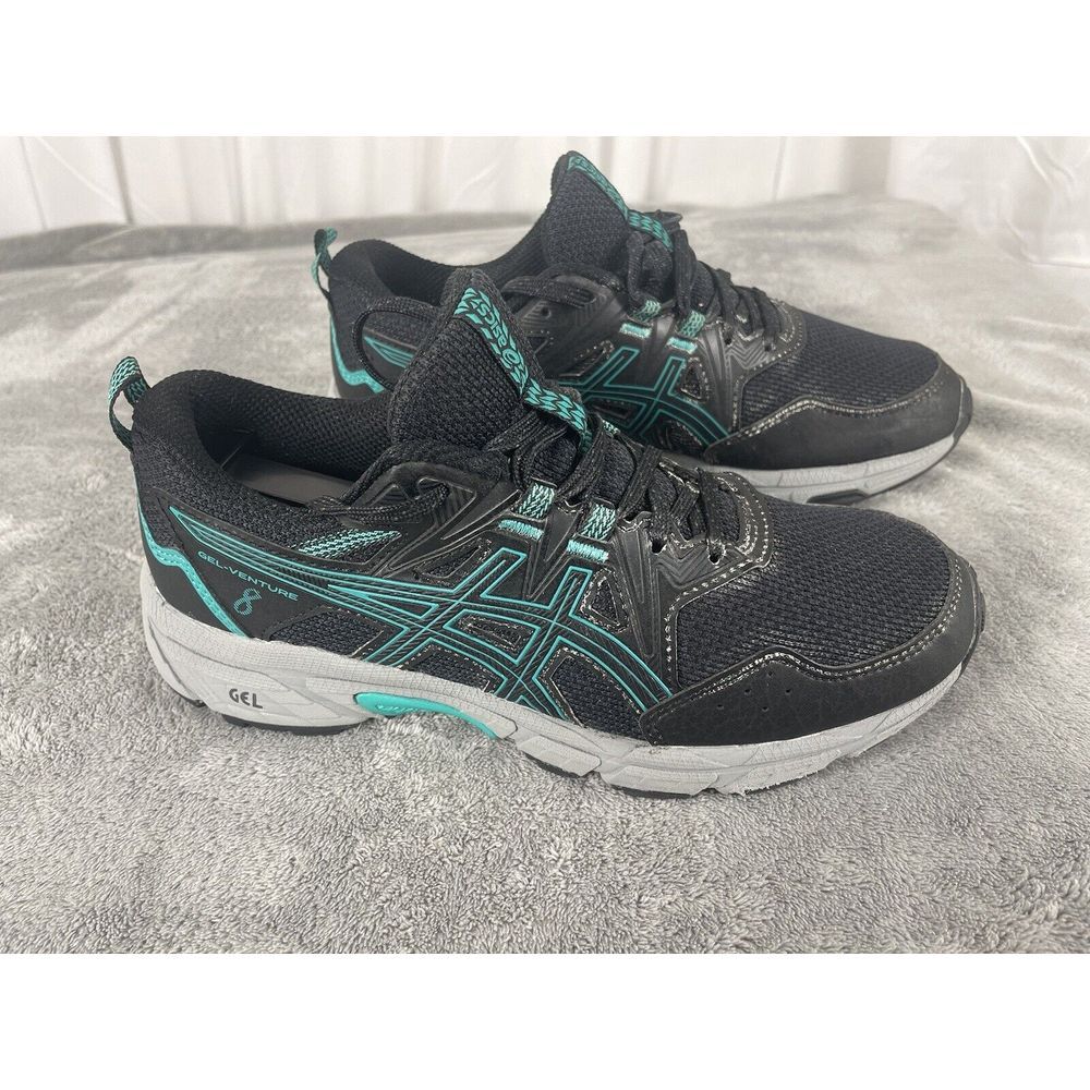 Asics Black and Teal Running Shoes